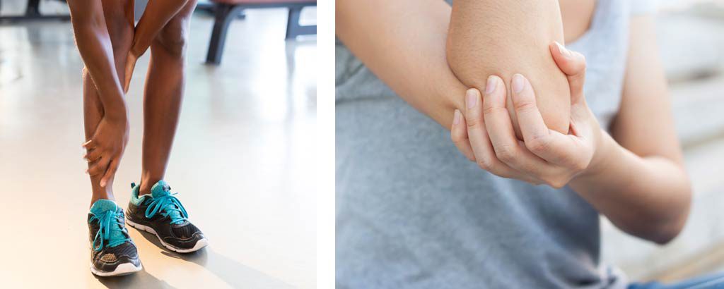 leg pain, elbow pain
